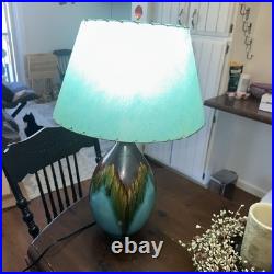 Vtg. Ceramic Table Lamp Drip Glaze Blue Green Brown Great Condition See Photos