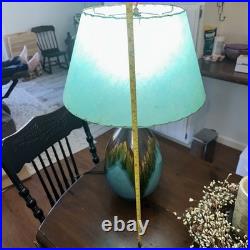 Vtg. Ceramic Table Lamp Drip Glaze Blue Green Brown Great Condition See Photos