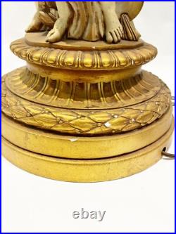 Vtg Chalkware Sculpture Table Lamp Cherub LARGE 37'' TALL regency mid century