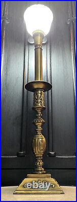 Vtg Hollywood Regency MCM Rembrandt Lamp Brass Torchiere 33x7 3 way switch