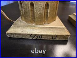 Vtg. Italian made painted metal gold leaf lamp base lamps pair
