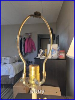 Vtg. Italian made painted metal gold leaf lamp base lamps pair