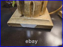 Vtg. Italian made painted metal gold leaf lamp base lamps pair