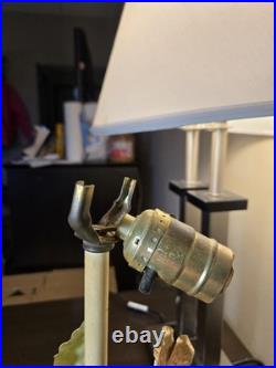 Vtg. Italian made painted metal gold leaf lamp base lamps pair