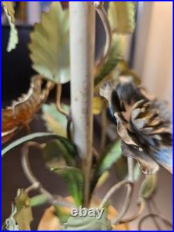 Vtg. Italian made painted metal gold leaf lamp base lamps pair