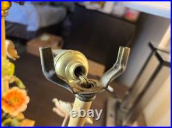 Vtg. Italian made painted metal gold leaf lamp base lamps pair