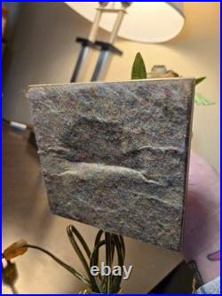 Vtg. Italian made painted metal gold leaf lamp base lamps pair