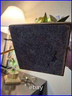 Vtg. Italian made painted metal gold leaf lamp base lamps pair