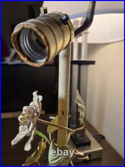 Vtg. Italian made painted metal gold leaf lamp base lamps pair