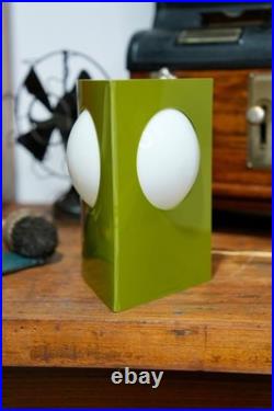 Vtg MCM 1970s Avocado Green Ceramic Globe Table Lamp Peabody READ WORKS