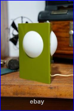 Vtg MCM 1970s Avocado Green Ceramic Globe Table Lamp Peabody READ WORKS
