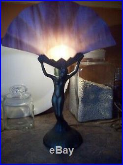 Vtg MID CENTURY L & L WMC NUDE WINGED LADY FIGURE ART DECO STYLE TABLE LAMP HTF
