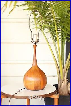Vtg MID CENTURY MODERN teak WOOD LAMP 50's Danish Eames wegner table lamp Light