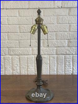 Vtg Meyda Tiffany Style Table Lamp Art Nouveau Yellow Slag Glass Shade