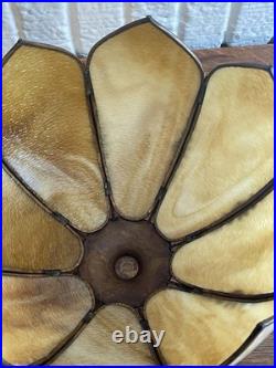 Vtg Meyda Tiffany Style Table Lamp Art Nouveau Yellow Slag Glass Shade Vtg Meyda Tiffany Style Table Lamp Art Nouveau Yellow Slag Glass Shade