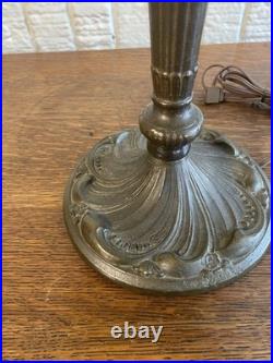 Vtg Meyda Tiffany Style Table Lamp Art Nouveau Yellow Slag Glass Shade