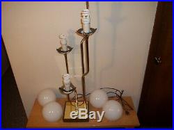 Vtg Mid Century 40 TALL BRASS 4 GLOBES WATERFALL TABLE LAMP Reggiani Clover