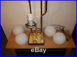 Vtg Mid Century 40 TALL BRASS 4 GLOBES WATERFALL TABLE LAMP Reggiani Clover