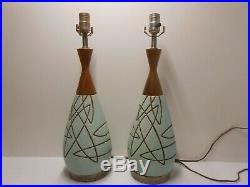Vtg Mid Century Atomic Mid-Mod Night Stand Side Table Lamps No Shades