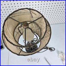 Vtg Mid Century Modern Atomic Dual fiberglass shade table lamp Gold Black