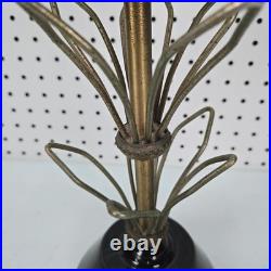 Vtg Mid Century Modern Atomic Dual fiberglass shade table lamp Gold Black