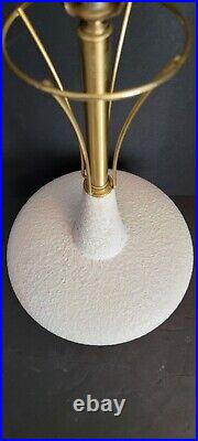 Vtg Mid Century Modern Atomic White Ceramic Saucer Table Lamp 32