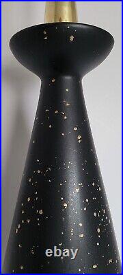 Vtg Mid Century Modern Black Ceramic & Polished Brass Genie Table Lamp 1959 29
