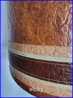 Vtg Mid Century Modern Chrome & Naugahyde Leather Table Lamp & Original Shade