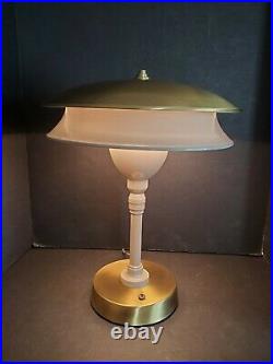 Vtg Mid Century Modern Flying Saucer Atomic Metal Table Lamp