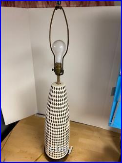 Vtg Mid Century Modern Grooved Bisque Ceramic & Wood Table lamp Artemis Studios Vtg Mid Century Modern Grooved Bisque Ceramic & Wood Table lamp Artemis Studios