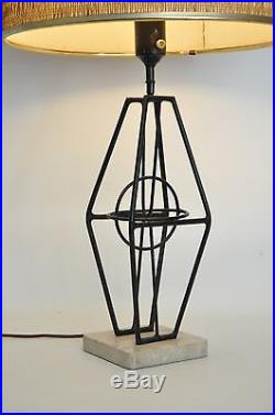 Vtg Mid Century Modern Metal Stone Sculpture Table Lamp California Weinberg Jere