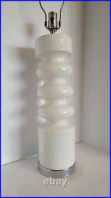 Vtg Mid Century Modern White Ceramic Abstract Stacked Saucer Table Lamp