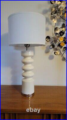 Vtg Mid Century Modern White Ceramic Abstract Stacked Saucer Table Lamp