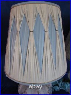 Vtg Pair MID Century Hollywood Regency Falkenstein Blue Floral Buble Table Lamps Vtg Pair MID Century Hollywood Regency Falkenstein Blue Floral Buble Table Lamps