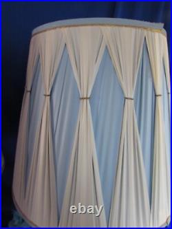 Vtg Pair MID Century Hollywood Regency Falkenstein Blue Floral Buble Table Lamps