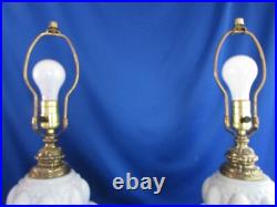 Vtg Pair MID Century Hollywood Regency Falkenstein Blue Floral Buble Table Lamps