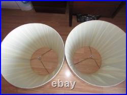 Vtg Pair MID Century Hollywood Regency Falkenstein Blue Floral Buble Table Lamps