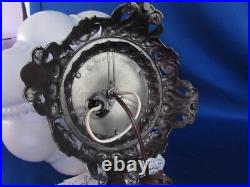 Vtg Pair MID Century Hollywood Regency Falkenstein Blue Floral Buble Table Lamps