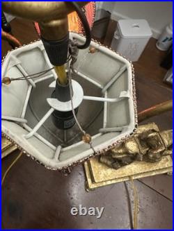 Vtg. Pair of Gold Resin Double Elephant Lamps Great Cond. Work Great