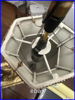 Vtg. Pair of Gold Resin Double Elephant Lamps Great Cond. Work Great