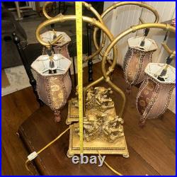 Vtg. Pair of Gold Resin Double Elephant Lamps Great Cond. Work Great