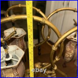 Vtg. Pair of Gold Resin Double Elephant Lamps Great Cond. Work Great