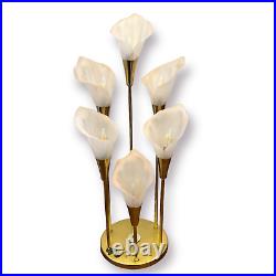 Vtg Rare 1985 Harris Industries 6 Light Calla Lily Table Lamp Hollywood Regency