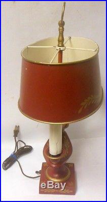 Vtg Red TOLE Metal Bouillotte Urn Table Lamp french Empire Napoleonic Acanthus