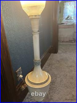 Vtg Rembrandt (labeled) Grecian Style Metal MCM Torchiere Table Lamp 37