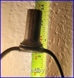 Vtg. Ribbed Red With Gold &White Design Glass Table Lamp 33 3/4 Tall. Set 2 MCM