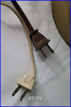 Vtg. Ribbed Red With Gold &White Design Glass Table Lamp 33 3/4 Tall. Set 2 MCM