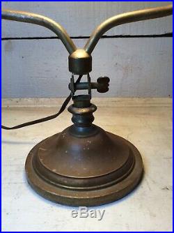 Vtg Stickley Era Harp Lamp Bryant Hardware Brass Desk Art Deco 1900s Oscillate