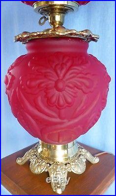 Vtg Victorian Fenton/ L. G. Wright Cranberry Ruby Red Parlor Banquet GWTW Lamp
