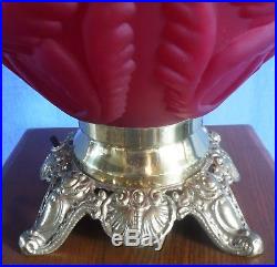Vtg Victorian Fenton/ L. G. Wright Cranberry Ruby Red Parlor Banquet GWTW Lamp